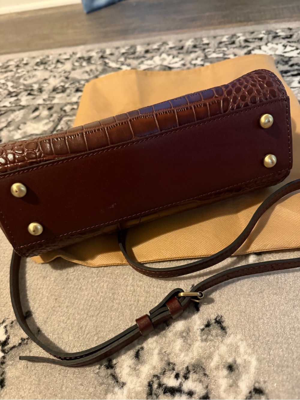 Patricia Nash Dark Brown Croc-Embossed Satchel with Tortoiseshell Top Handle - Picture 3 of 6